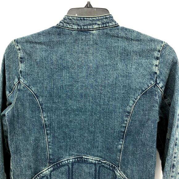 FREE PEOPLE x WE THE FREE Fast Lane Denim Moto Jacket Small Alchemy Blue NWT - Picture 9 of 13